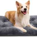 Dog Crate Bed Washable Dog Beds for Large Dogs Deluxe Thick Flannel Fluffy Comfy Kennel Pad Anti-Slip & Anti-Scratch Pet Sleeping Mat, 35 x 23 Inch, Gray
