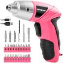 Hi-Spec Electric Screwdriver 27pc 3.6V Pink USB Small Power Screwdriver Set. Cordless & Rechargeable with Driver Bit Set