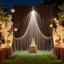 20ft15ft Brown Backdrop Curtain for Wedding Parties, 4 Panels Wrinkle Free 15 FT Long Polyester Photo Backdrop Drapes Back Drop Cloth for Birthday Photography Background