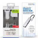 Set 2 Pack ZGEAR Power Plus Charging Essentials 3pc Kit For USB-C And Five Post USB-C Video Data Nub