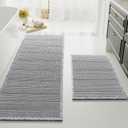 H.VERSAILTEX Waffle Bath Mat Super Absorbent Bathroom Mats Non Slip Bath Rugs for Bathroom Floor Machine Washable Ultra Soft Bathroom Rugs for Beside Tub, (32 x 20 Plus 24 x 60 - Inches, Dove)