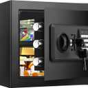 1.2 Cuft Small Home Safes Fireproof Waterproof, Anti-theft Fireproof Safe Box with Digital Keypad, Spare Keys and Removable Shelf, Security Safe for Home Money Medicine Valuables, black