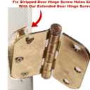 3 x Door Hinge Screws Extra Long #9 x 1-1/2" Polished Brass Finish Wood Screws Door Security Screws for Sagging Door Repair, Heavy Duty Steel, 24 Pack