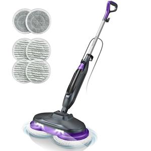 BOJUK Steam Spin Mop, Smart Steam & Scrub Mop with 4 Cleaning Modes & LED Headlights, Safe for all Sealed Hard Floors like Tile, Hardwood, Stone, Laminate, Vinyl & More F2