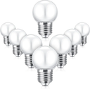 LED Night Light Bulb 1 Watt Low Wattage LED Bulbs 7.5 Watt Equivalent 4511220 Lighting S11 White Lightbulb Small Globe with E26 Medium Base G45 2700k Not Dimmable for Outdoor Christmas, 8 Pieces