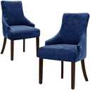 WENZMOC Wingback Dining Chair Covers Soft Velvet Wingback Chairs Covers Washable Wing Back Chair Slipcover Velvet Wing Chairs Protector for Dining Living Room Banquet (Navy, 2PCS)