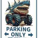 Boys Room Decor Monster Truck Parking Only Metal Tin Sign Bedroom Wall Decorations Birthday Party Accessories Signs Posters Gifts for Kids 8X12 Inch