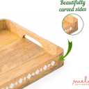 Mela Artisans Wooden Serving Tray with Handles | 15x10x1.75 inch | Mango Wood Decorative Tray | Ottoman Tray | Snacks | Desserts | Breads | Coffee Table | Bedroom | Rounded Edge Design