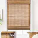 LazBlinds No Tools No Drill Cordless Bamboo Roman Shades, Light Filtering Window Treatment, Roll Up Bamboo Blinds for Window 27'' W x 64'' H, Squirrel