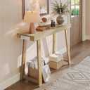 Huuger Entryway Console Table with Charging Station, USB-C Port, 47.2 Inch Sofa Table with Metal Legs, Entry Hallway Table with Thicker Desktop, Modern Behind Couch Table, Natural