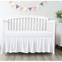 Crib Bed Skirt 28” x 52” with 14” Drop Pleated Dust Ruffle for Baby Boys Girls Elastic Adjustable Fit Toddler Bedskirt Easy On/Off Soft Nursery Standard Crib Bedding Skirts Solid White Crib Skirt