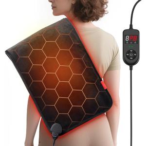 Far Infrared Heating Pad: 2X Carbon Fiber 3X Deeper Heat for Back Neck Shoulders Pain & Period Cramps Graphene 3S Fast Heat Soft Warm Plush Fabric for Women with 4H Auto Off 12" x 24"