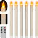 wemarry Flameless Taper Candles Realistic Flickering Flame, Battery Operated, Remote Control with Timer, Safe for Kids & Pets, Ivory, 10-Inch, Pack of 6 Ideal for Home, Weddings & Parties (Ivory Drip Base)