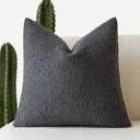 Foindtower Decorative Boucle Throw Pillow Covers Accent Solid Pillow Cases Cozy Soft Textured Couch Cushion Case for Chair Sofa Bedroom Living Room Home Decor 22 x 22 Inch,Dark Grey
