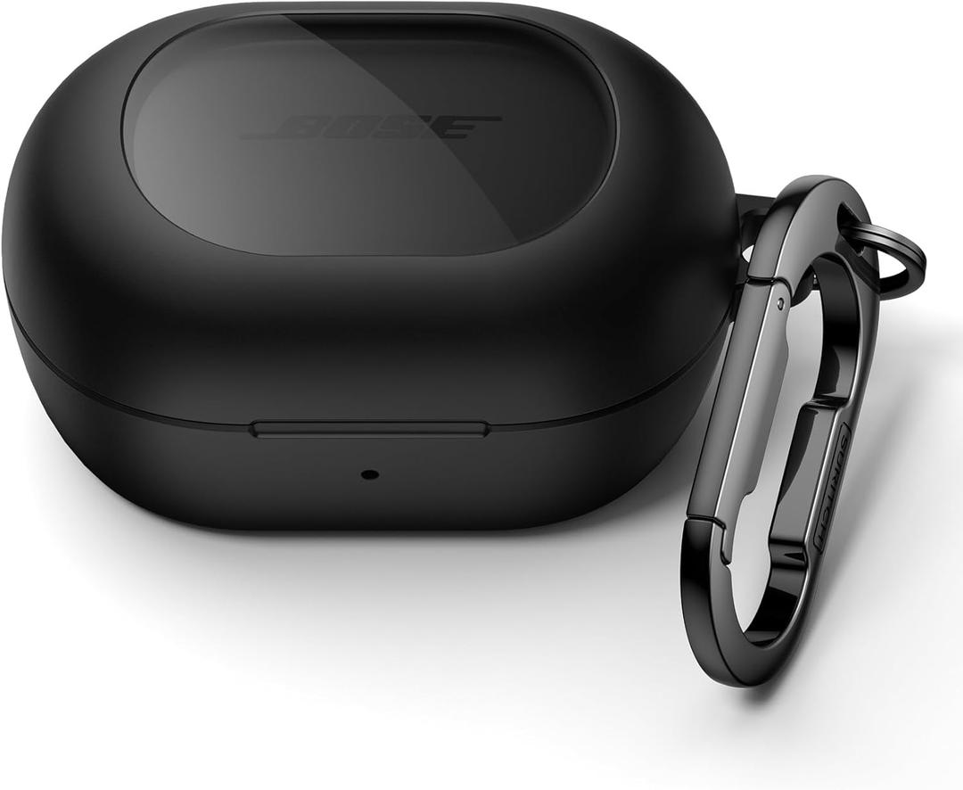 SURITCH Magnetic Cases for Bose New QuietComfort Earbuds (2024) Case Cover, Rugged Shockproof Protective Cover for Bose QuietComfort Earbuds with Magnetic Lok & Carabiner & Cleaning Kit, Black
