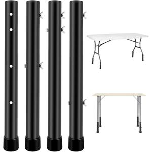 kulusion 4 Packs Folding Table Leg Extenders, Highly Durable Steel Risers, Table Leg Extensions for Straight and Bent Legs, Adjustable Table Height Extenders for Rise 5.3in - 13.2in