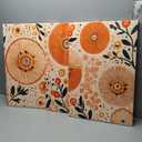 3Pcs Framed Boho Floral Wall Art Orange and Beige Abstract Botanical Wall Decor Pictures Modern Sunburst Flower Canvas Posters for Living Room Bedroom Office Home Decoration 16x24in