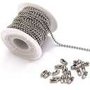 Tiparts 30 Feet Stainless Steel Ball Chains Necklace with 20pcs Connectors Clasps,Silver Bead Chain Sets (Chain Width 2.4mm+20pcs connectors)