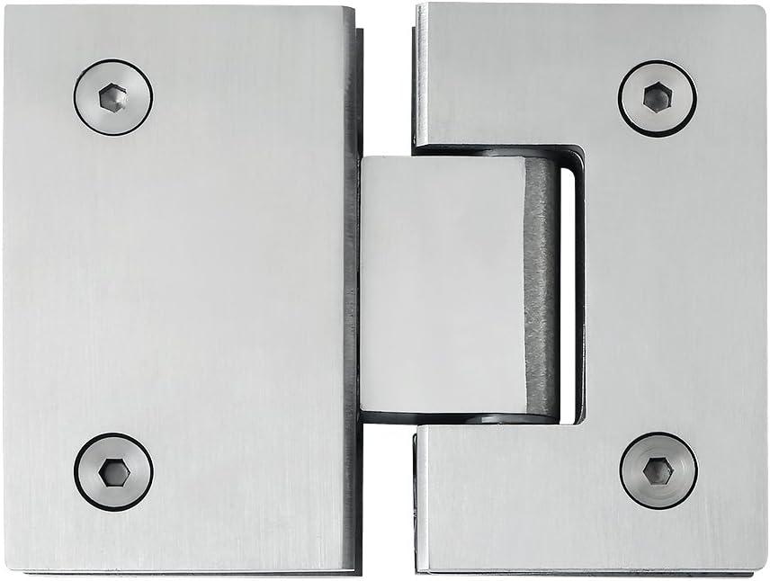 Alise Glass Shower Door Hinges, 180 Degree Shower Door Hinges for Glass Doors,Heavy Duty Stainless Steel Cabinet Hinges,Frameless Shower Doors Hardware Replacement Part,Brushed Nickel (180 Degrees, Brushed Finish)