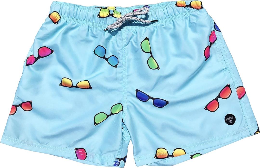 Molokai Mens Swim Trunks Quick Dry Elastic Waist Drawstring (Blue, L)