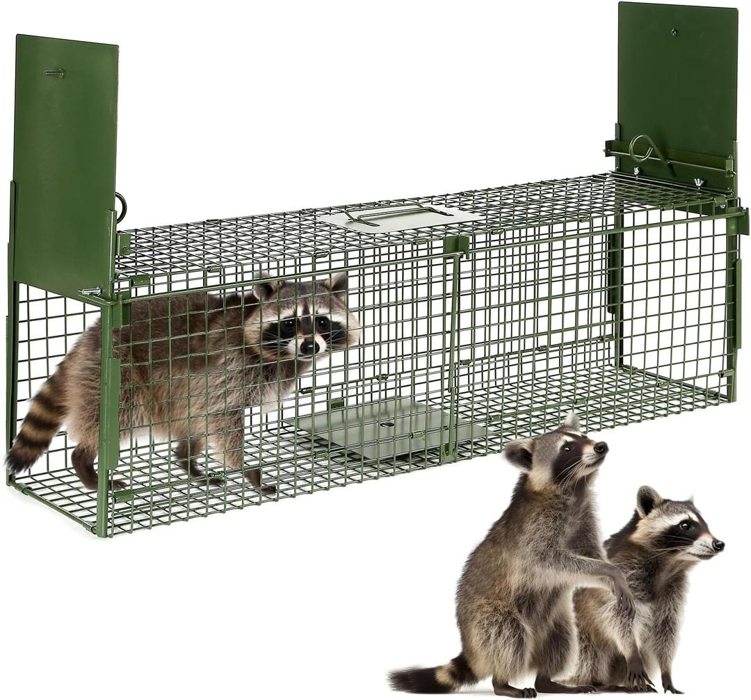 40 2 Door Live Animal Trap, Easy Set and Release Animal Trap, Live Animal Trap Cage for catching Stray Cats, Raccoons, Squirrels, Rabbits, Moles, Groundhogs, Armadillos up to 17.6 lbs