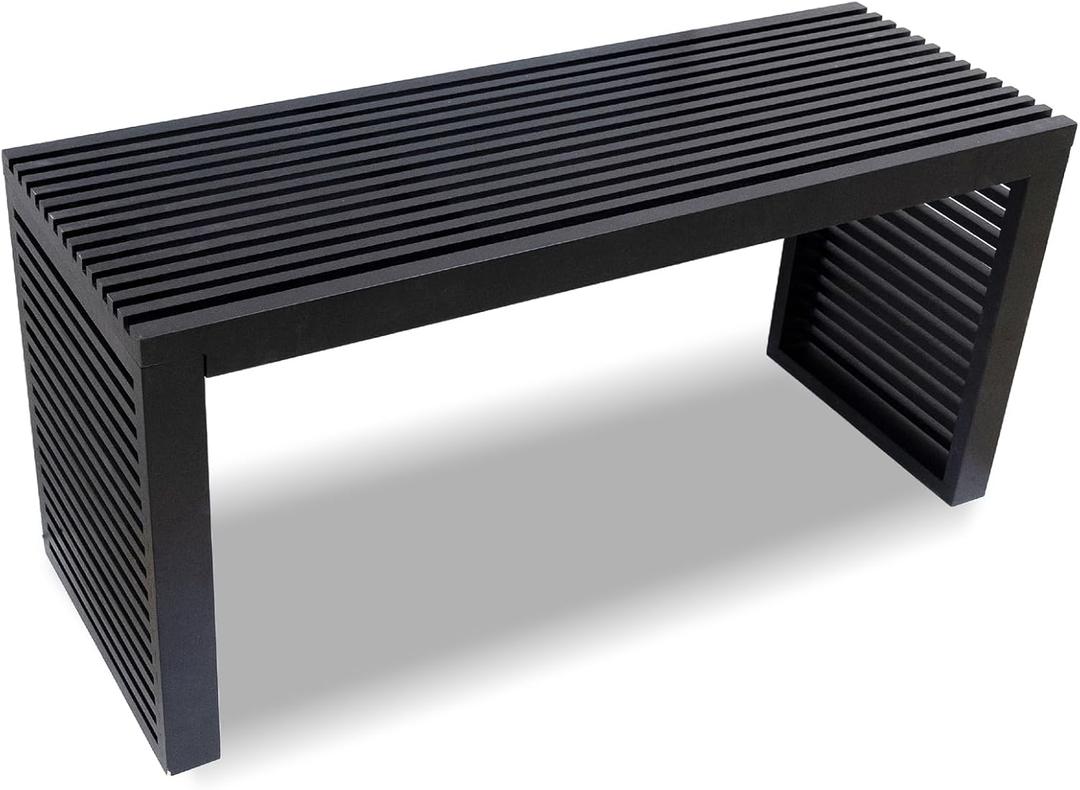 35'' inch Bamboo Black Bench for Entryway Dining Bench Home Decor Indoor Outdoor Kitchen Table Desk for Dining Room Living Room Bedroom End of Bed