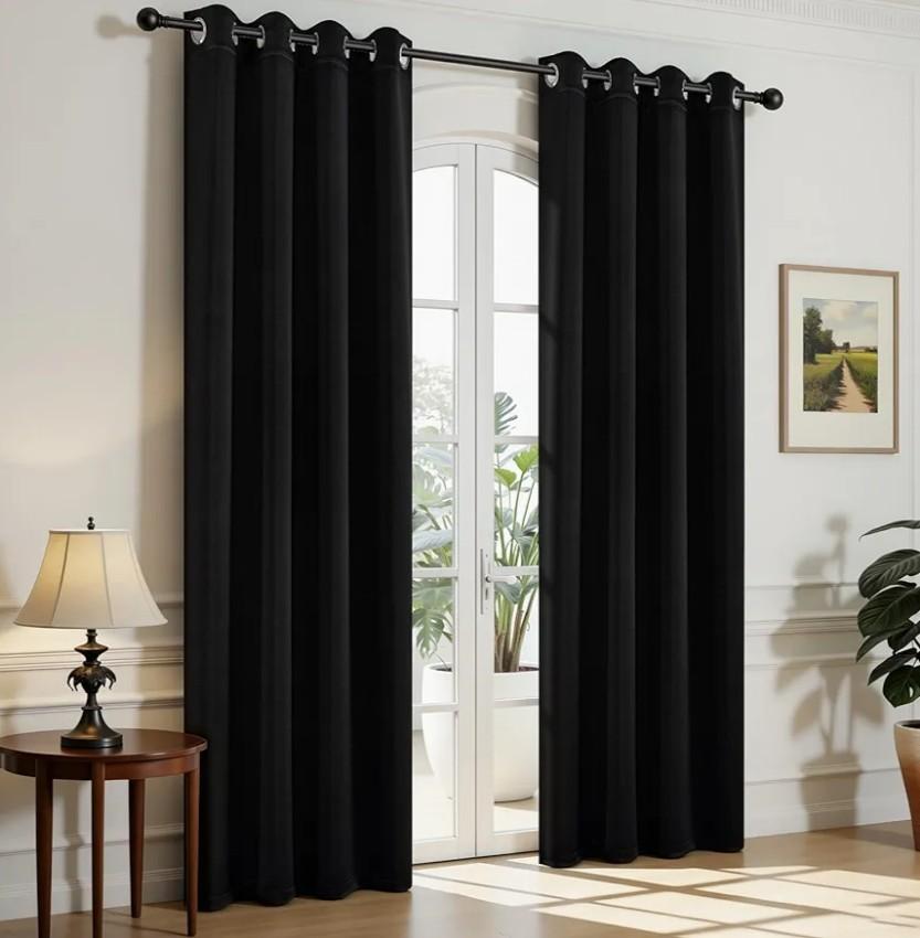 Joydeco Blackout Curtains for Bedroom,Black Out Curtains 84 Inch Long, Black Drapes with Grommets, Noise Reducing Energy Saving Thermal Insulated & Wrinkle-Free Drapes for Living Room, 2 Panels