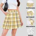 SANGTREE Women Plaid Pleated Skirt School Uniform High Waist Plus Size A Line Skort for Girls with Pockets and Shorts (L)