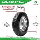 (2-PACK) LTNICER 16" Flat-Free Solid Tire and Wheel, 4.80/4.00-8" Wheelbarrow Tires for Garden Wagon Cart Trolley Dolly- 3" Centered Hub, 5/8" Axle Bore Hole, 2 pcs
