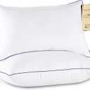 JOLLYVOGUE Pillows Queen Size Set of 2, Medium Supportive Bed Pillows with Super Soft Down Alternative Fill, Luxury Fluffy Hotel Quality for Side, Back, and Stomach Sleepers
