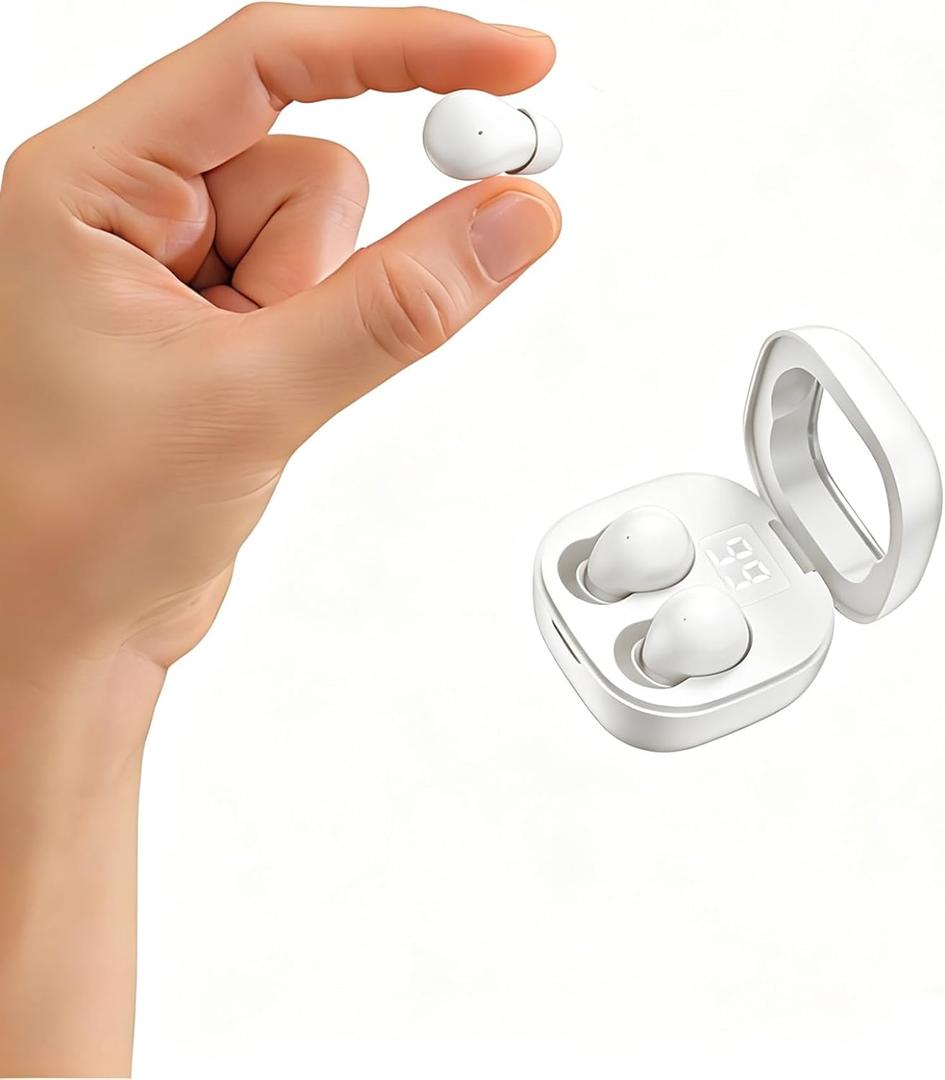 2 x Ultra small mini earphones ，Mini Invisible Wireless Earbuds for Small Ear Canals, Low Profile Hidden Sleep Earbuds, IPX5 Waterproof Bluetooth Headphones for Work, Side Sleep & Daily Use (white)