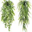 Der Rose 2 Pack Fake Hanging Plants Artificial Decor Faux Plants Indoor in Black Pots for Home Bedroom Living Room Decor