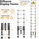Telescoping Ladder 12.5 FT Telescopic Ladders Stainless Steel Extension Ladder with Triangle Stabilizers, Portable Collapsible Extendable Ladder for Home,RV,Outdoor Work,330lbs Max Capacity