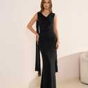 Parthea Women's Summer Formal Wedding Guest Dresses Sleeveless Backless Long Elegant Evening Party Maxi Bodycon Dress (Black, S)