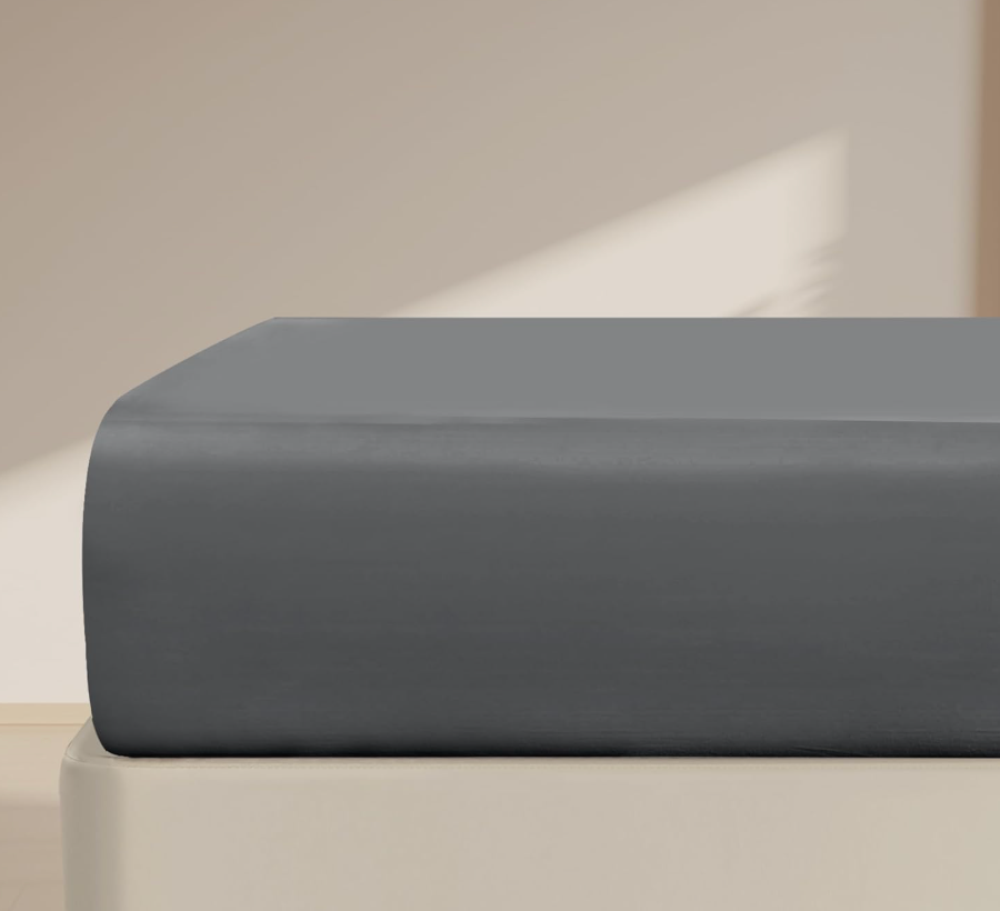 Twin Fitted Sheet Only – Premium Hotel-Quality Fitted Sheet for Twin Bed – Ultra Soft & Breathable Brushed Microfiber – Elegant Black Box Packaging (Dark Grey)