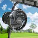 Golf Cart Rechargeable Fan Compatible with EZGO Club Car Yamaha, Golf Palyer Summer Essential 3 Powerful Speeds Clip on Fan with 360 Pivot, 13 Hrs Run Cordless, Battery Operated for Golf Cart