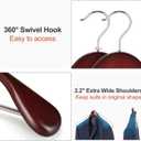 TOPIA HANGER Wide Shoulder Wooden Hangers, Suit Hangers with Non Slip Pants Bar & 360 Swivel Hook, Solid Wood Heavy Duty Coat Hanger, 6 Pack (Matte Cherry)-CT02C