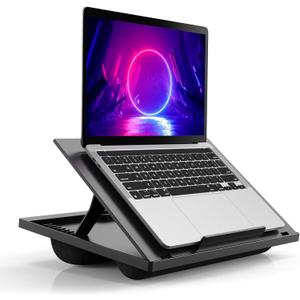 Adjustable Laptop Desk with 8 Angles - Cushioned Lap Desk for 15.6 Inch Laptops, Portable with Handle for Home & Office