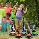 Halloween Ring Toss Game Set, 5Pcs Inflatable Witch Hats with 10Pcs Colorful Plastic Rings and Air Pump for Halloween Party Games Super Fun Indoor Outdoor Party Supplies