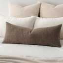 MIULEE Textured Boucle Throw Pillow Cover Dark Brown Accent Solid Lumbar Pillow Case Decorative Soft Pack of 1 Couch Cushion Chair Sofa Bedroom Livingroom Home Decor,36x14 Inch