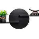 Hukalw Black Circle Wood Wall Floating Shelf, Round Decorative Display Wall Mount Shelf, Hanging Shelves for Living Room, Bedroom, Bathroom, Home Office Wooden Wall Art Decor