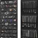 Bloss Hanging Jewelry Organizer with 48 Pockets, Double-Size Hanging Jewelry Holder with Hanger Hooks, Jewelry Organizers and Storage for Earrings, Necklaces and Rings.(All Black)