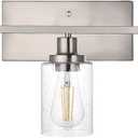 40-Inches Length Bathroom Vanity Lighting Fixtures Over Mirror in Brushed Nickel, 5-Lights Industrial Sconce Wall Lamp with Seeded Glass Shades