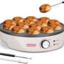 SugarWhisk Mini Pancakes Maker Machine with 14 Larger & Deeper Grooves, Electric Mini Pancake Pan, Aebleskiver Pan, Ebelskiver Pan, Browning Controllable, White