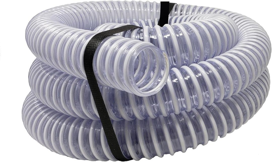 Sealproof 1.5" Pool Filter Pump Connection Hose for Above Ground Pools, 12 FT x 1-1/2 Inch Premium Quality Kinkproof PVC, Made in USA | Cut to Desired Length, Includes 4 Hose Clamps