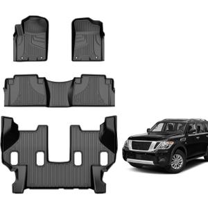 Floor mats Compatible with 2019-2024 Armada/Infiniti QX80 (7 Seats) : Custom Fit All Weather TPE Heavy Duty Car Floor Liners 2019 2020 2021 2022 2023 2024 Armada Accessories