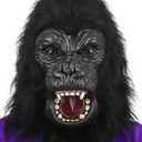 Gorilla Mask Novelty Latex Monkey Head Mask, Adult Open Mouth Gorilla Head Mask for Party Festival Halloween Masquerade Fancy Ball (Black)