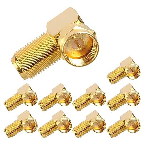 VCE 90 Degree Gold-Plated F Type Male to Female Right Angle Coax Connector - 10-Pack, Fits Tight Spaces