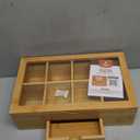 Bambsi Tea Box Organizer with Drawer - 8 Compartment Bamboo Wooden Tea Storage Chest with Acrylic Window & Magnetic Lid - Tea Accessories & Gift Set for Women, Birthdays, House Warming Gifts New Home