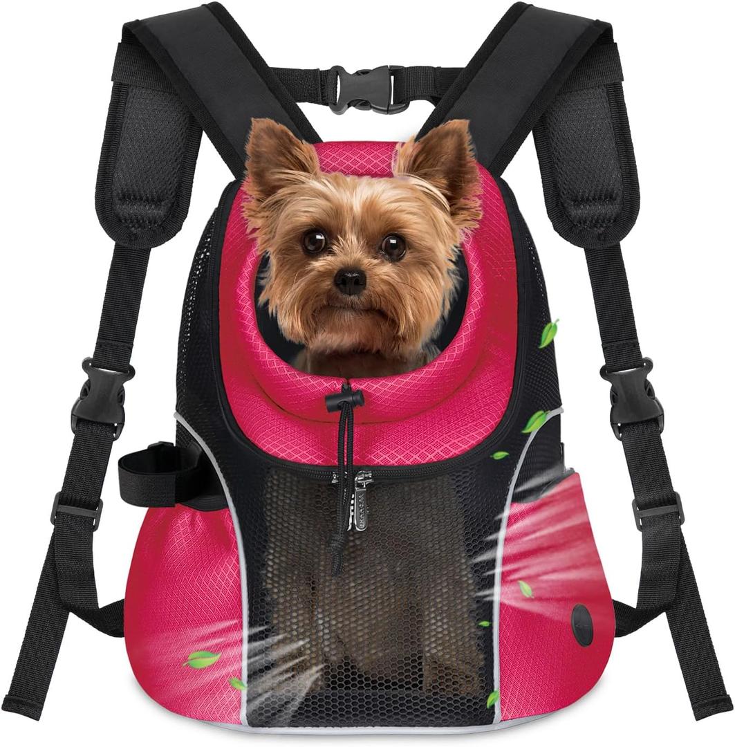 WOYYHO Pet Dog Carrier Backpack Small Dog Front Backpack Ventilated Mesh Dog Travel Back Pack with Safety Belt for Travel Hiking Cycling Outdoor Adventures (Size S: 2-4.5 lbs, Rethink Pink)